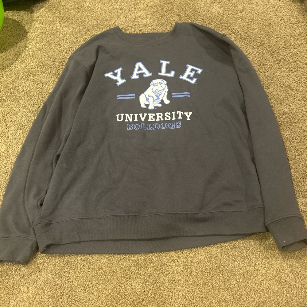 Gray Crewneck Sweater with Collegiate Style